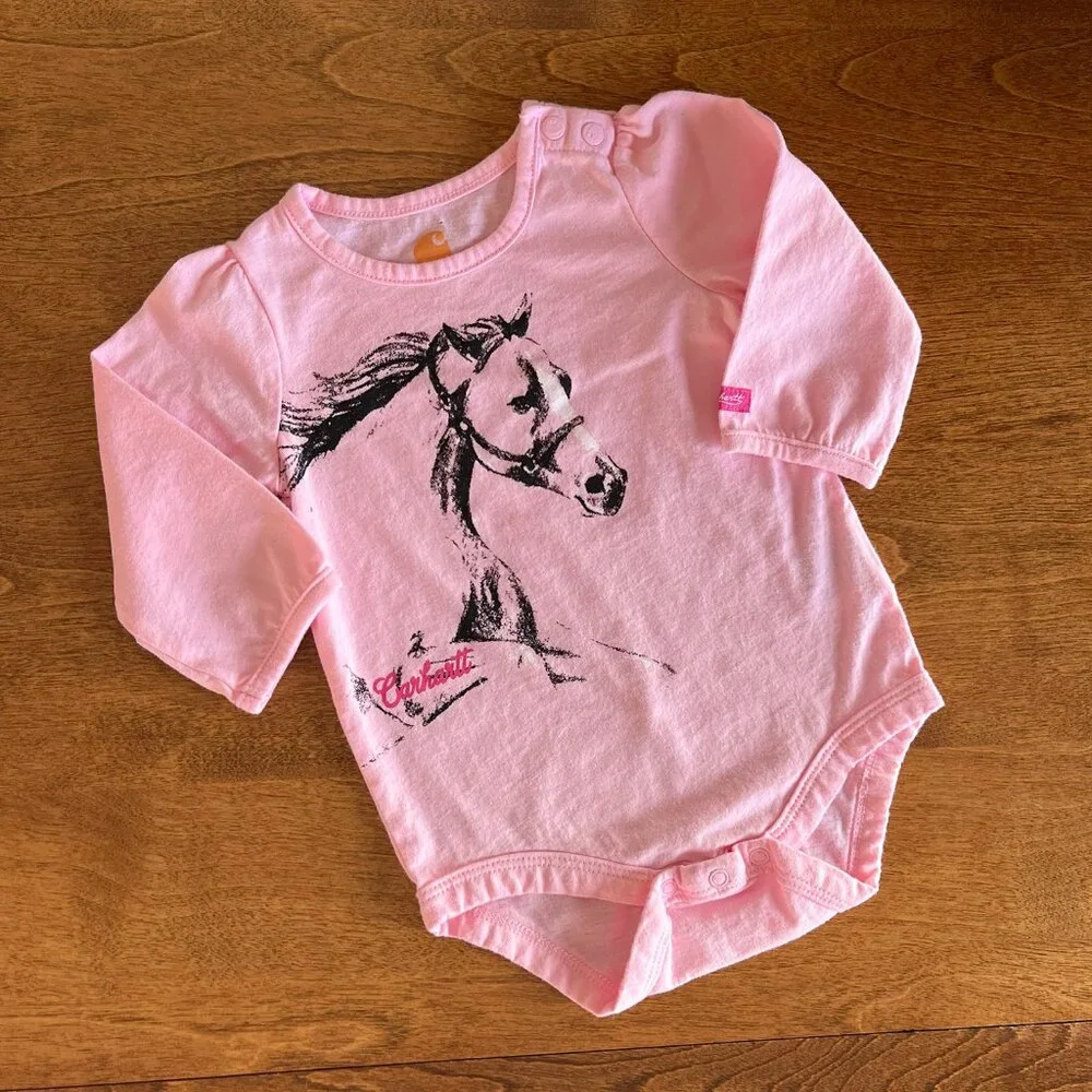 Carhartt pink horse onesie 6m